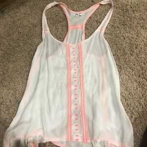 White and coral tank top